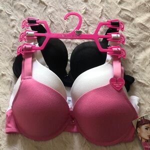 Paris Hilton Pink, White and Black T-Shirt Bras with Molded Cups 36C